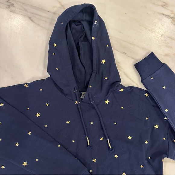 ALYA new with tags women’s size large navy and gold star cropped hoodie - Picture 1 of 7